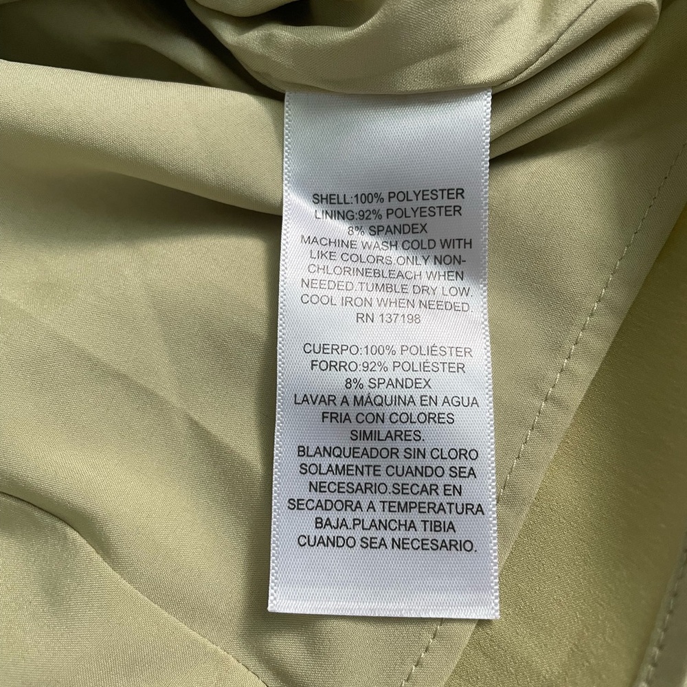 NWT chartreuse green satin mini shift dress square neck puff long sleeve Small - Picture 5 of 8